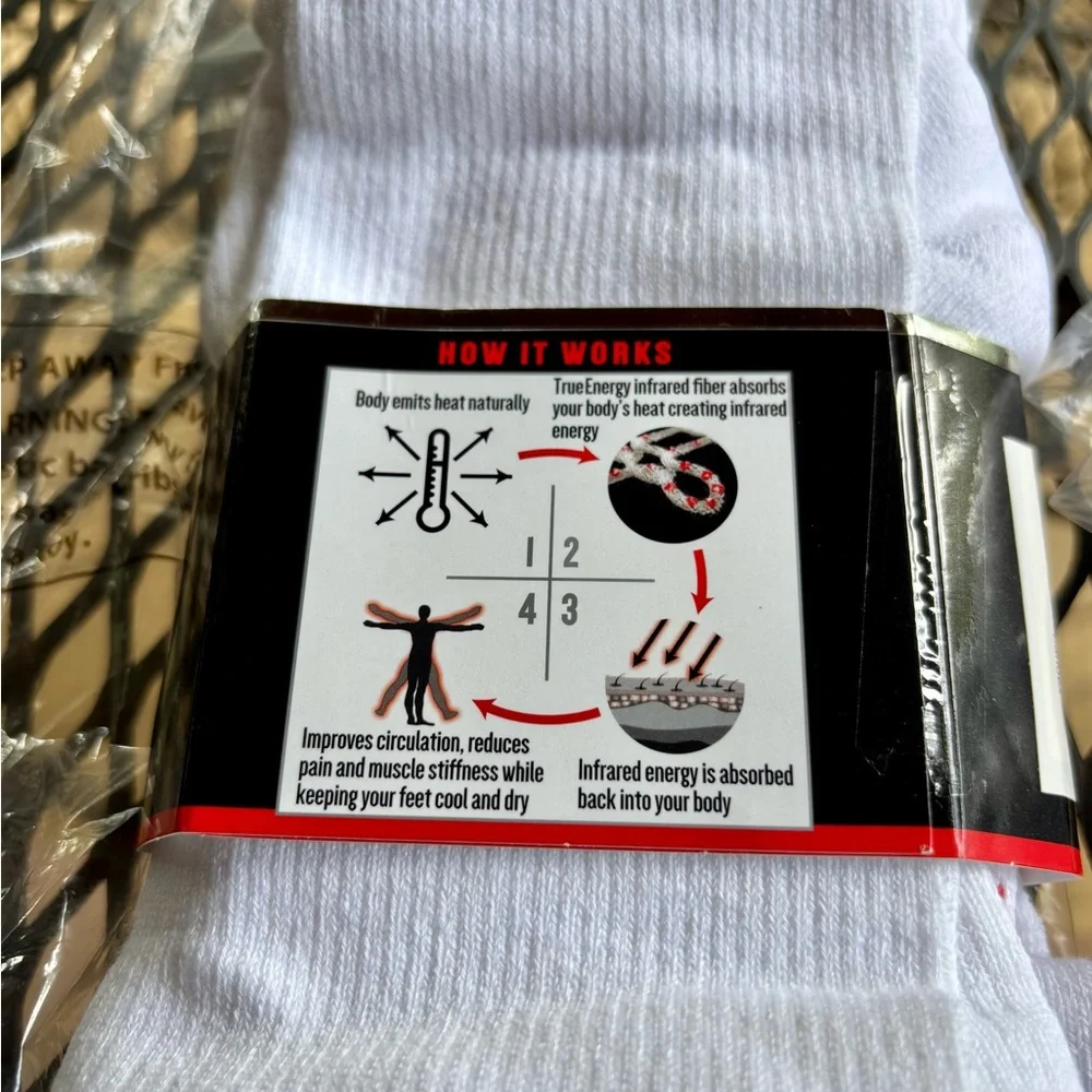 TrueEnergy Over-The-Calf Infrared Technology Compression Socks 4 Pair L/XL White